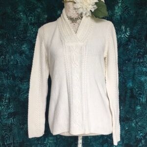 Nautica / White Chunky Cable Knit Fold Over Collar mar1